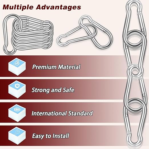 200PCS M6 Spring Snap Hook Carabiner, Heavy Duty Galvanized Steel Carabiner Clip, 260LBS Holding Capacity Spring Clips for Hammock Swing Outdoor Travel-StrideForce Fitness