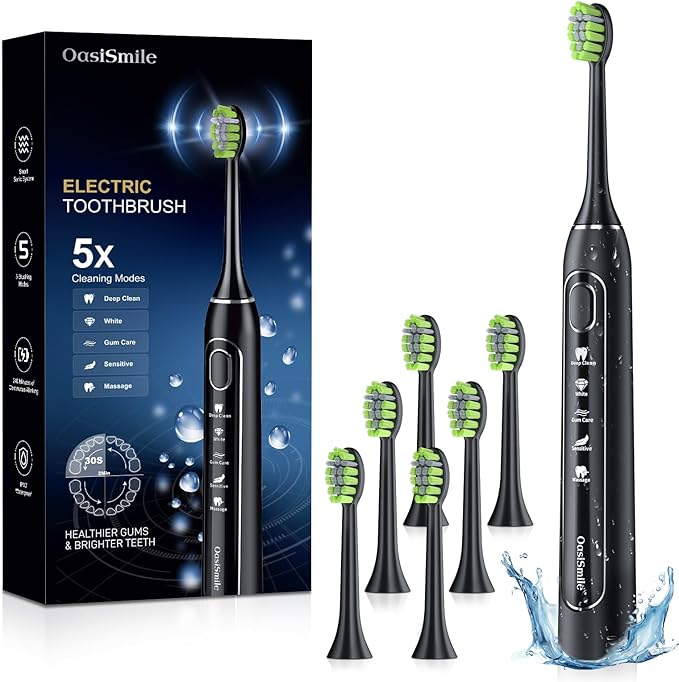 Sonic Electric Toothbrush for Adults: 42000 VPM Deep Cleaning for Travel & Sensitive Teeth – Rechargeable Toothbrush with 6 Brush Heads, 5 Modes & 100 Days Battery, IPX7 Waterproof for Home Family