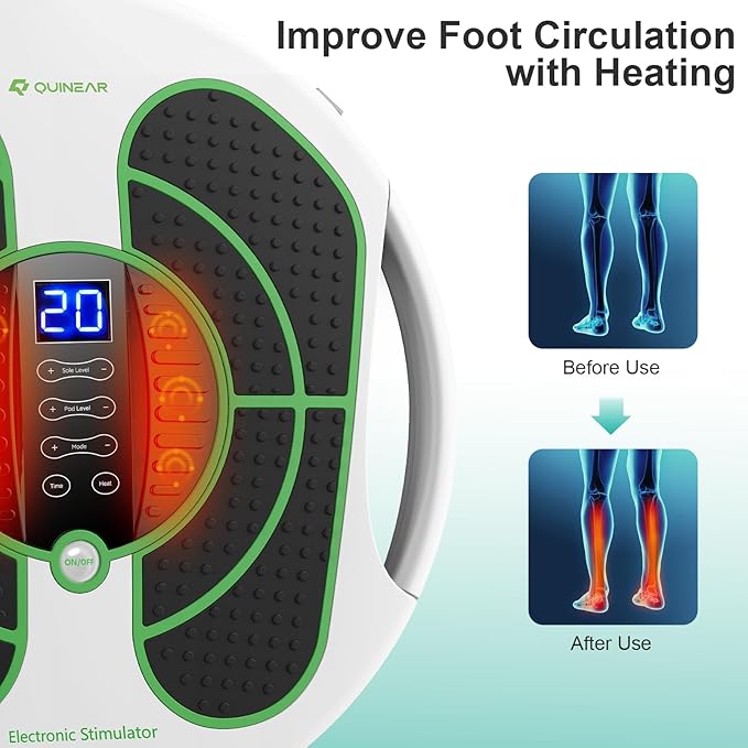 QUINEAR Foot Massager with TENS & EMS for Neuropathy, Foot Stimulator for Pain Relief and Circulation, Nerve Muscle Massager with Remote Control, Relieve Swelling and RLS-StrideForce Fitness
