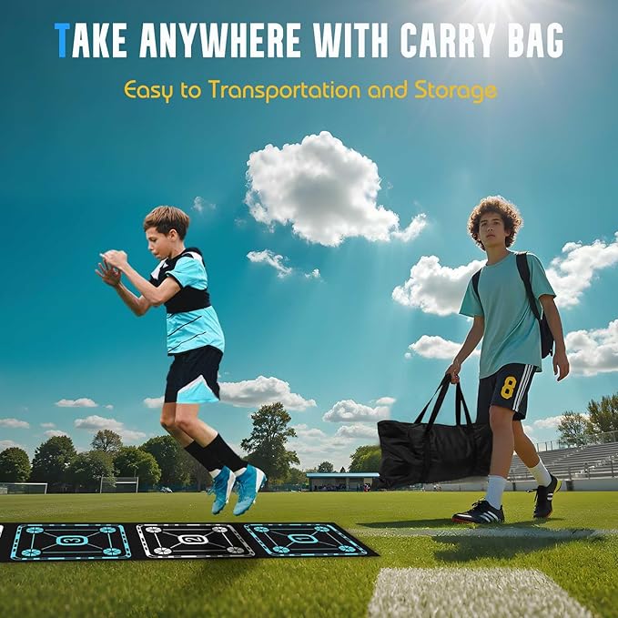 Agility Ladder Speed Training Equipment Set-15ft Non-Slip Agility Training Ladder, 10 Disc Cones, 5 Resistance Bands, Jump Rope, Rubber Ladder Mat for Soccer Footwork Drills Fitness Workouts-StrideForce Fitness