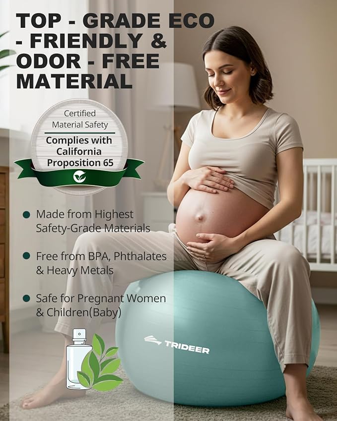 Trideer Yoga Ball – Anti-Burst Exercise Ball for Pregnancy, Office, Birthing, Stretching & Core Workout – Home Gym & Therapy-StrideForce Fitness