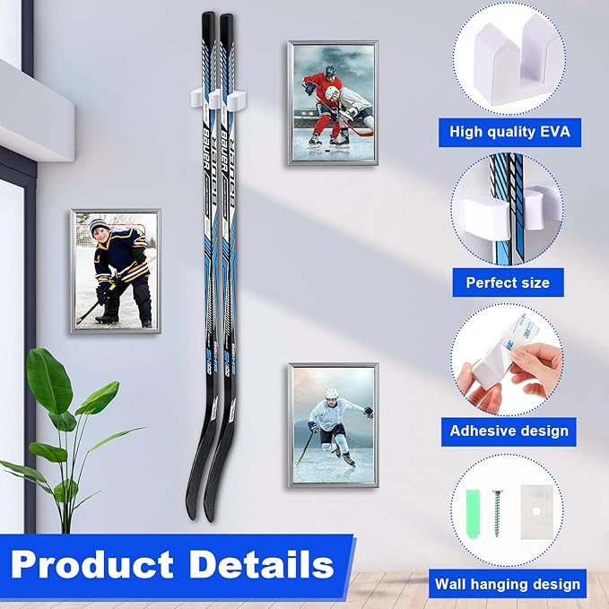 Yousoontic Hockey Stick Holder Wall Mount, 1-6 Stick Capacity, Ice and Field Hockey Organizer (Decor & Storage 2-in-1) for Home Garage Room Office Sports Decoration-StrideForce Fitness