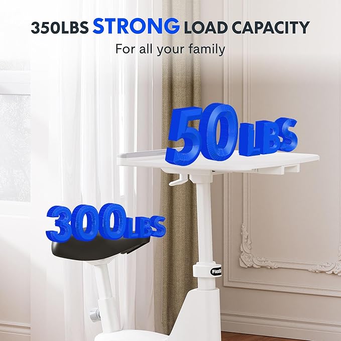 FLEXISPOT Exercise Bike with 2D Desktop, Space Saving Under Desk Bike with Removable Desk, Stationary Bikes Indoor Bikes with 300LBS Heavy Duty 8-Level Resistance Flywheel Optional LCD, V9PRO/V9MAX-StrideForce Fitness