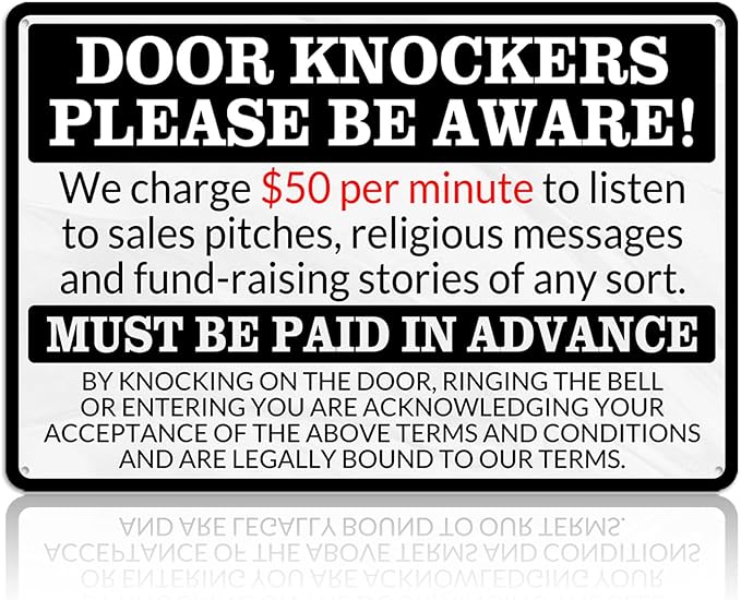 No Soliciting Sign for House Front Door - Funny Metal Tin Signs Room Decor Door Knockers Please Be Aware Warning Yard Sign, Home Bedroom Wall Art Decorations 8x12 Inch-StrideForce Fitness
