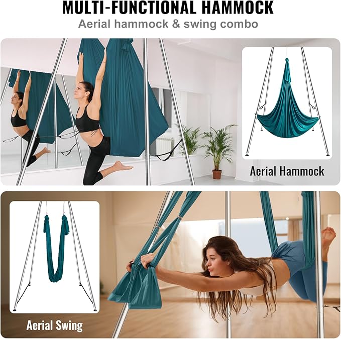 VEVOR Aerial Yoga Frame, 9.67 ft Height Swing Stand, Max 551.15 lbs Load Chrome-Plated Steel Pipe Inversion Yoga Rig for Indoor Outdoor Use-StrideForce Fitness