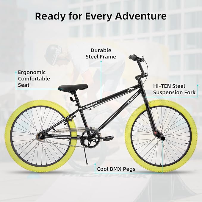 JOYSTAR Brockway Freestyle Kids BMX Bikes 20" 24" Kids Bicycles for 6-14 Years Old Boys Girls and Beginner-Level Riders 2 Pegs Multiple Colors-StrideForce Fitness