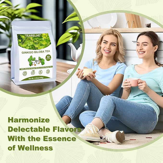 TEARELAE - Ginkgo Biloba Tea Bags, 50 Count - 100% Pure Ginkgo Biloba Leaves - Non-GMO - Naturally Caffeine-free Herbal Tea - Support Vision Health & Enhance Immunity-StrideForce Fitness