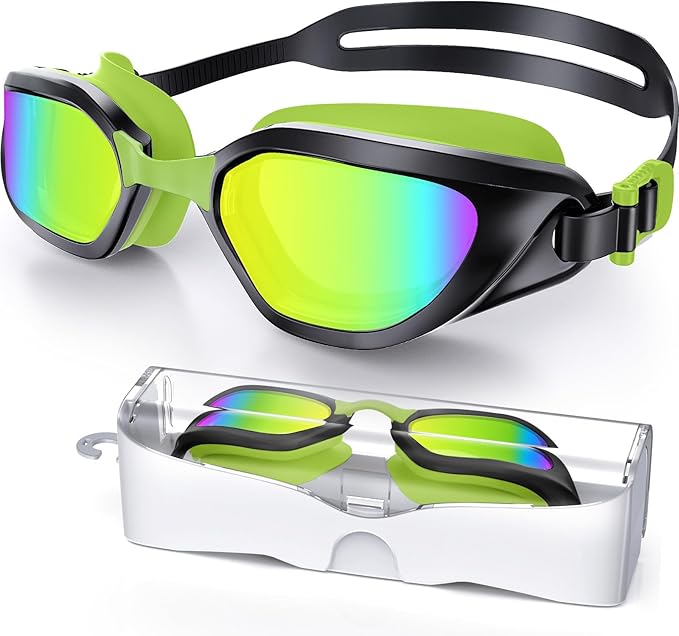 Swim Goggles, Unisex Adult Swimming Goggles Anti Fog Anti UV No Leakage Wide View for Men Women Youth-StrideForce Fitness