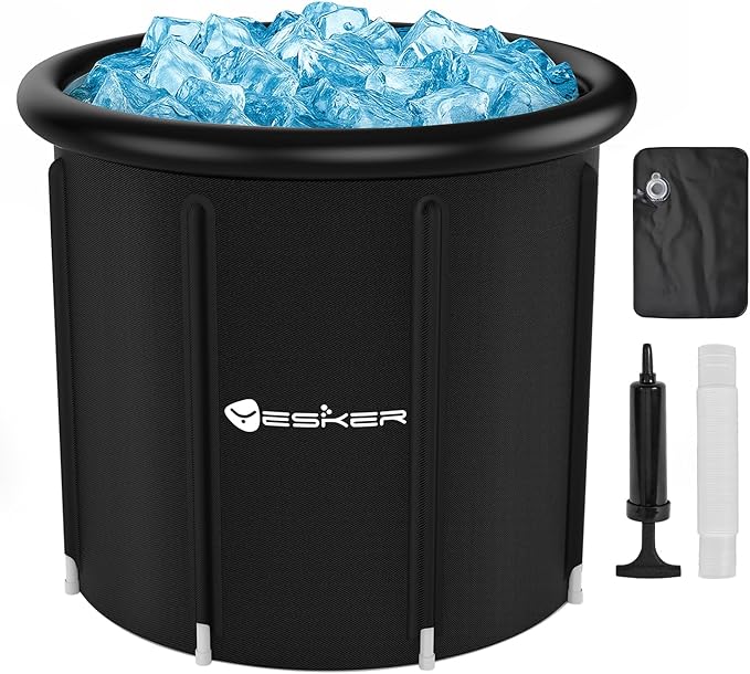 Yesker 126 Gal Ice Bath Tub with Air Ring, Portable Multi-Layered Cold Plunge Tub with Lid for Athletes, Foldable and Inflatable, One Person Hot Bathtub at Gym, Yard, Home, Outdoors Use-StrideForce Fitness