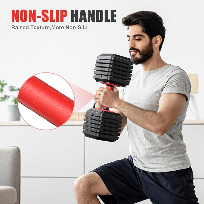 XDDIAS Adjustable Dumbbell Set of 2, 25/55/80LB Dumbbell Set-1Sec Adjustable Weights-5/10 in 1 Free Weights Dumbbells Set with Effortless Tray/No-Slip Handle-Compact Size for Women/Men at Home Gym-StrideForce Fitness