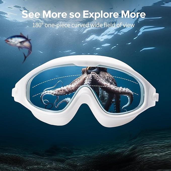 Adult Swimming Goggles,Leak-Proof,Anti-Fog Pool Glasses,Wide View Swim Goggles with Ear Plugs and Nose Clip-StrideForce Fitness