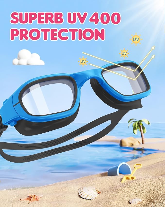 Kids Swim Goggles,Swimming Goggles for Kids 6-14, Anti-Fog UV Protection Pool Glasses for Boys Girls-StrideForce Fitness