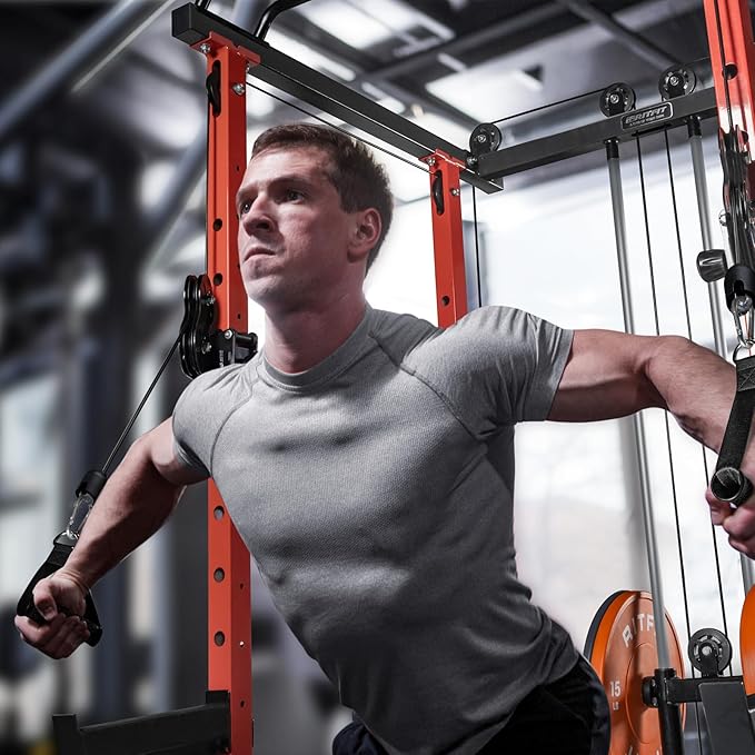 RitFit Multi-Function Squat Rack Power Cage PPC03 with Cable Crossover System, 1000LBS Capacity Power Rack and Packages with Optional Weight Bench, Barbell Weight Set, for Garage Workout & Home Gym-StrideForce Fitness