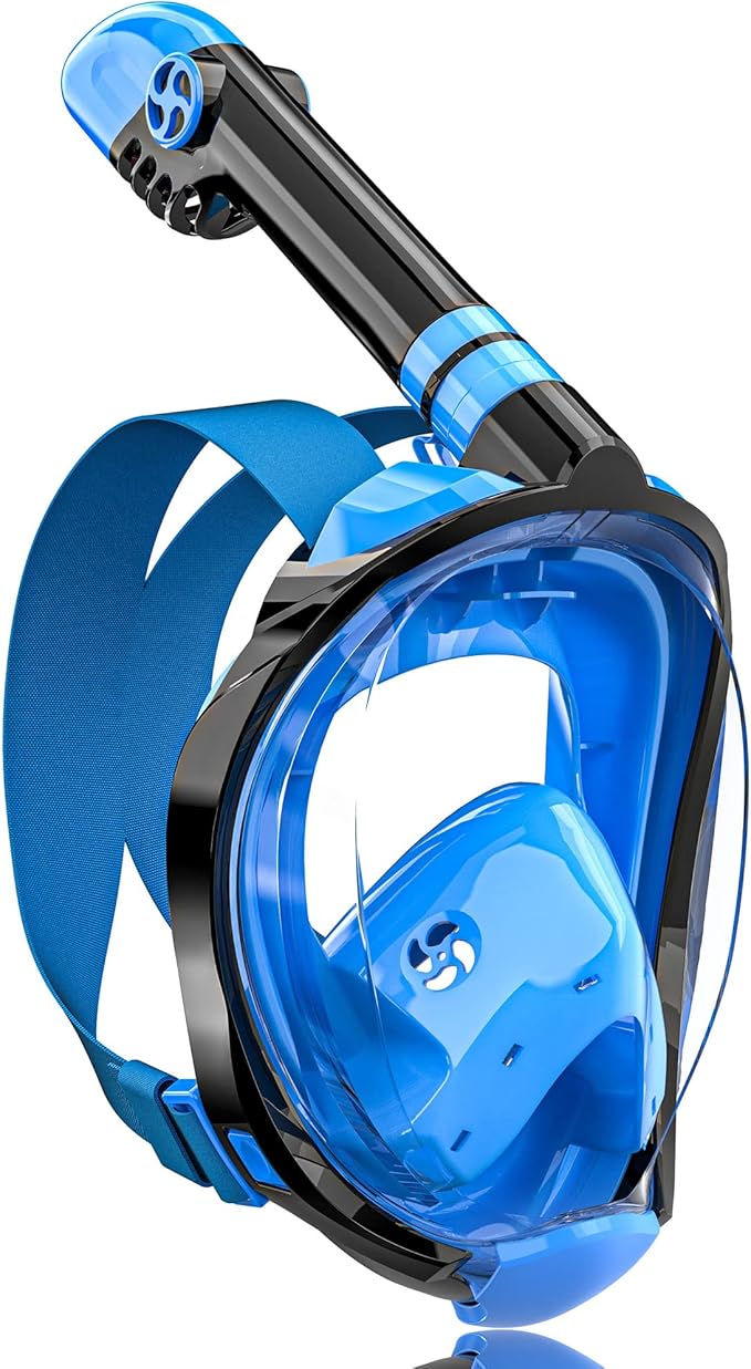 QingSong Full Face Snorkel Mask for Adults, Snorkeling Gear with Camera Mount, 180 Degree Panoramic View Snorkel Set Anti-Fog Anti-Leak-StrideForce Fitness