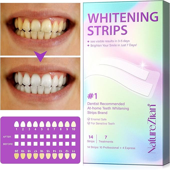 Teeth Whitening Strips,7-Day whitening Strips,Peroxide Free,Sensitive Teeth Whitener,Enamel Safe for Whiter Teeth,Deep Stains Removal,nstant Teeth Whitening Without The Harm (28pcs)