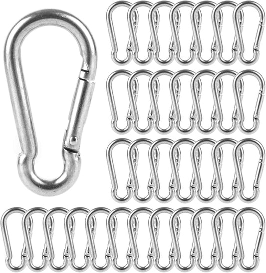 MIVIDE 100 Pack M4 x 1.57 Inch Carabiner Clips Spring Snap Hook, 304 Stainless Steel Heavy Duty Snap Hooks Carabiner Quick Link Clip for Camping Hiking Traveling Outdoor Swing Gym, 110Lbs Capacity-StrideForce Fitness