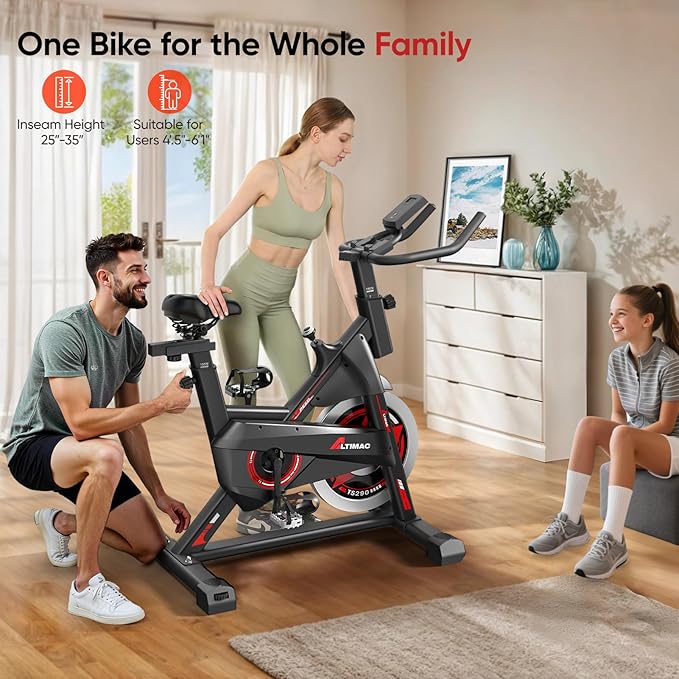 Exercise Bike, Stationary Bike for Home/Indoor Cycling Bike Silent Belt Drive, Stationary Bike with 300lbs Weight Capacity w/Comfortable Seat Cushion & Tablet Mount-StrideForce Fitness