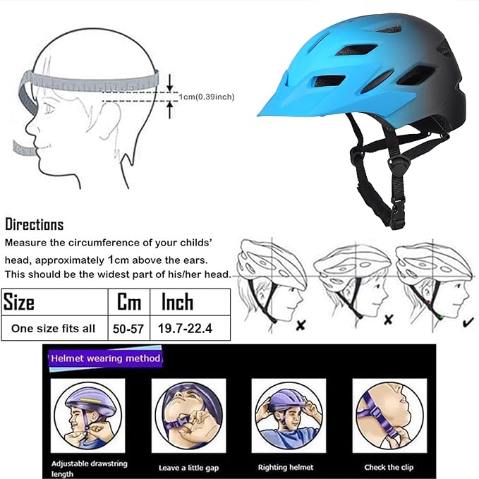 Kids Bike Helmet,Bavilk Kids Boys Girls Bike Helmets with LED Light Detachable Visor Children Youth Teen Multi-Sport for Skating Cycling Scooter Skateboard Adjustable & Lightweight 19.7"-22.4"-StrideForce Fitness