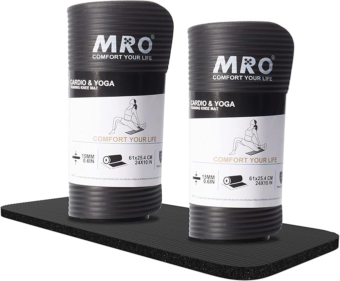 MRO Yoga Knee Pad Cushion –Premium Exercise Knee Pad - Eliminate Pain During Home Workout - Extra Padding & Support for Knees, Wrists, Elbows - Complements Your Yoga Mat 24''X10''X0.6''-StrideForce Fitness