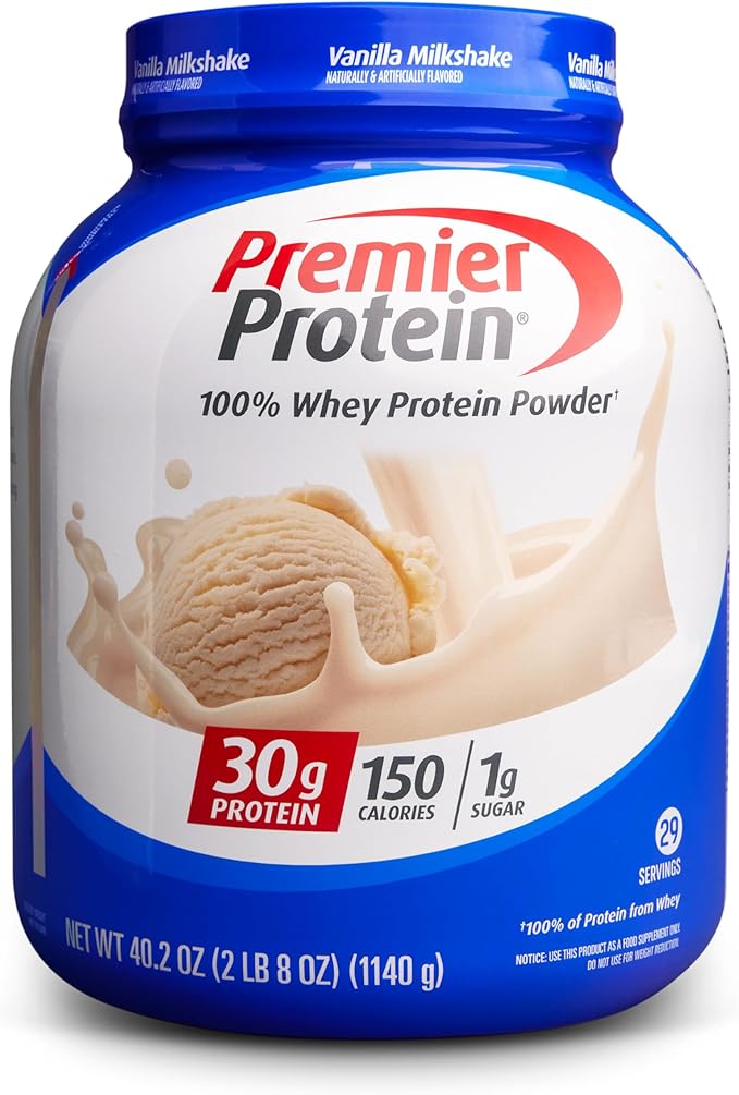 Premier Protein Protein Powder, 30g Protein, 1g Sugar, No Soy Ingredients, Gluten Free, Vanilla Milkshake, 29 Servings, 40.2oz-StrideForce Fitness