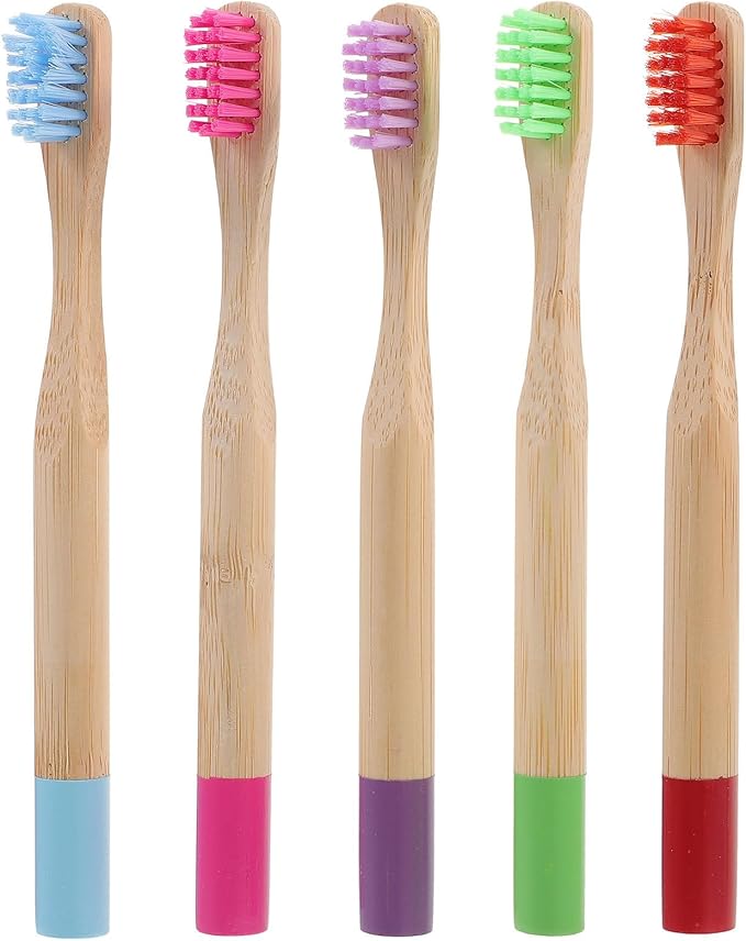 TOYANDONA 5Pcs Toothbrush with Charcoal Soft Bristles Ergonomic Round Handle Portable Manual Tooth Brush for Comfortable Grip Design Random Color