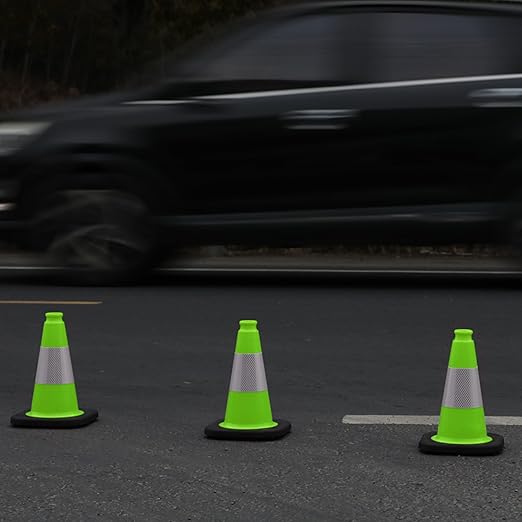 OrangeStar 8 Pack 12" Green Traffic Safety Cones, PVC Parking Construction Cones w/Reflective Collar, Heavy Duty Base for Driving Practice, Parking Lots and Roadwork-StrideForce Fitness