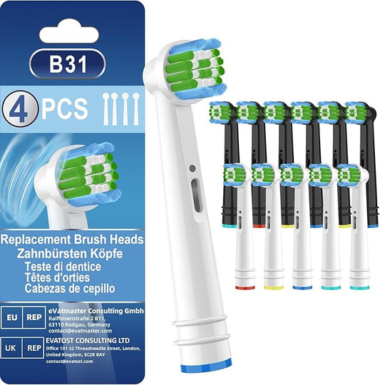 Replacement Toothbrush Heads Compatible with Oral B Braun,Electric Toothbrush Heads Brush Heads Refill for Oral B Pro 500 1000 1500,Genius, Smart Toothbrush
