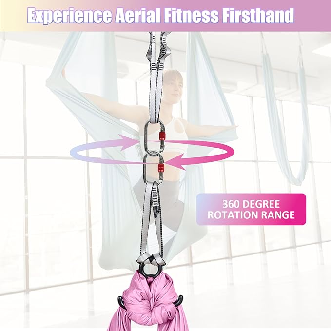Aerial Silks Kit & Aerial Yoga Hammock - 11Yd Premium Fabric Hardware - Easy Setup for Flying Yoga, Aerial Swing & Fitness - Supports Up to 14ft Rigging-StrideForce Fitness