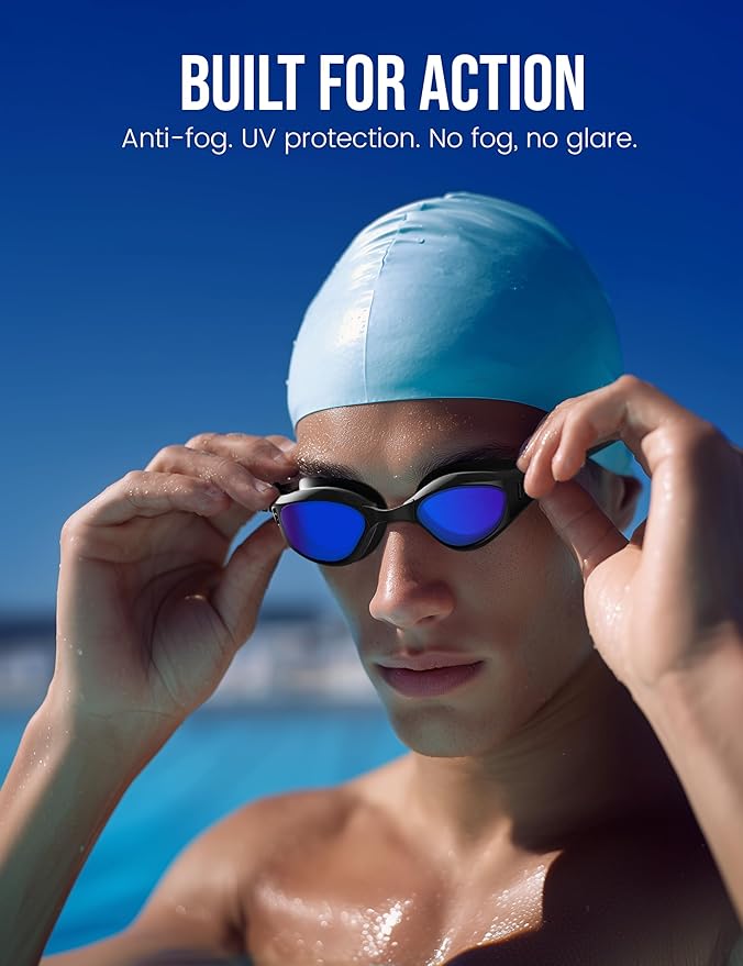 Swimming Goggles, No Leaking Swim Pool Goggles for Adults with Fog-Resistant, UV-Blocking Lenses for Men Women Youth-StrideForce Fitness