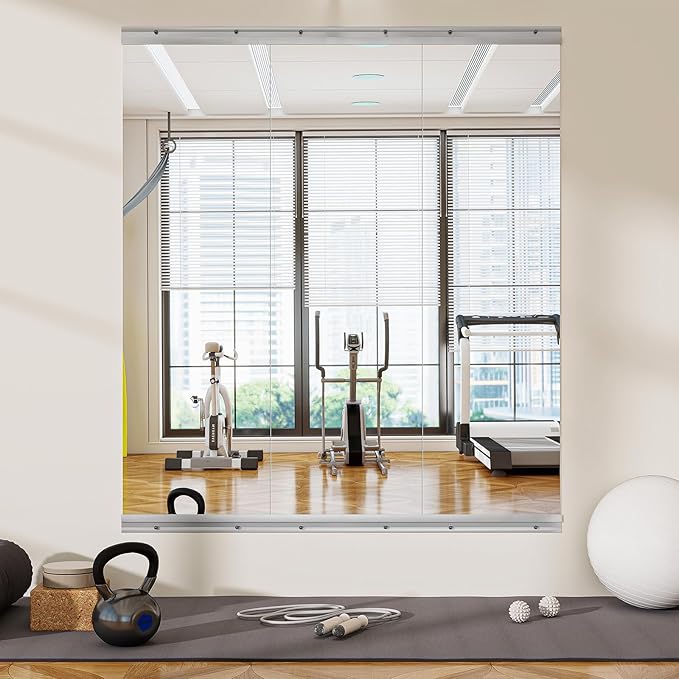 Home Gym Mirror - 3 PCS 16×56 inches, Large Frameless Wall Mounted Full Length Body Mirror for Dancing Studio, Exercise, Fineness, Yoga, Tempered Glass-StrideForce Fitness