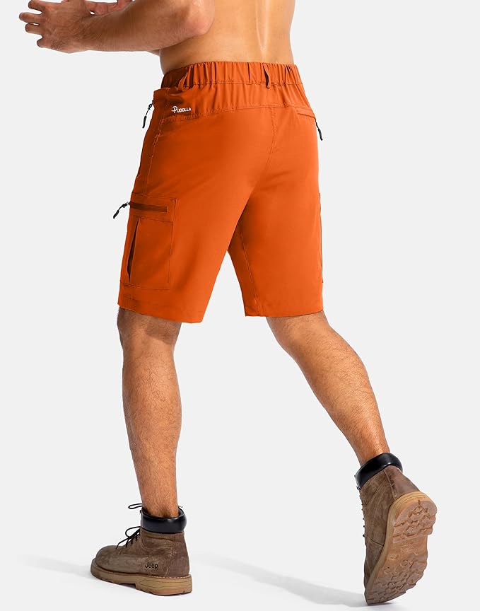 Pudolla Men's Hiking Cargo Shorts 9" Lightweight Outdoor Work Shorts for Men Travel Golf Camping Casual with 5 Zipper Pockets-StrideForce Fitness