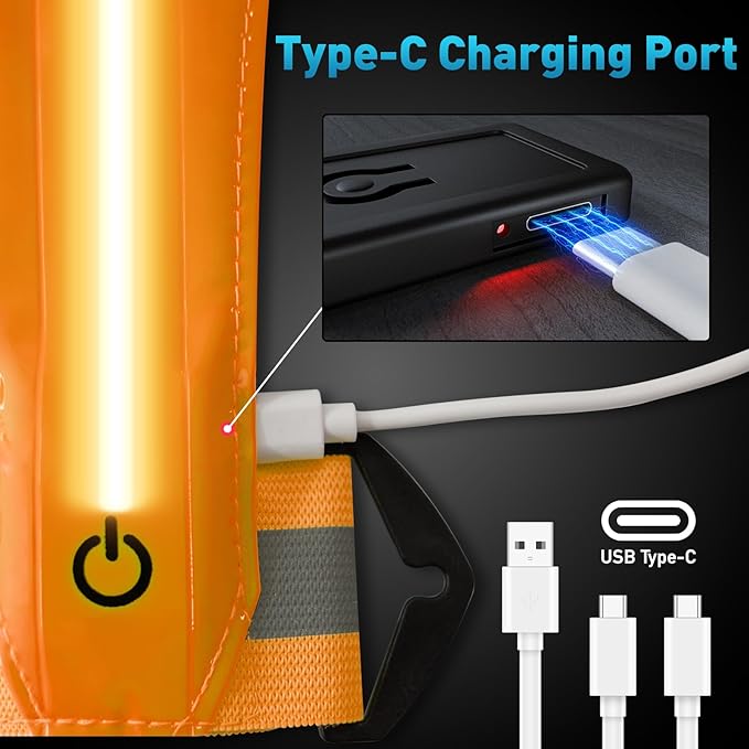 LED Reflective Vest Safety Gear, Light Up Vest for Night Walking Cycling, High Visibility Running Vest with Reflective Strips-StrideForce Fitness