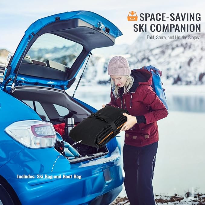 Ski Bag and Boot Bag Combo, Padded Skis Bag for Air Travel, Safety Reinforce Ski Carrier Bag Fits for Skis Up to 200 CM and Boots Up To Size US13, Water- resistant Ski Travel Bag-StrideForce Fitness