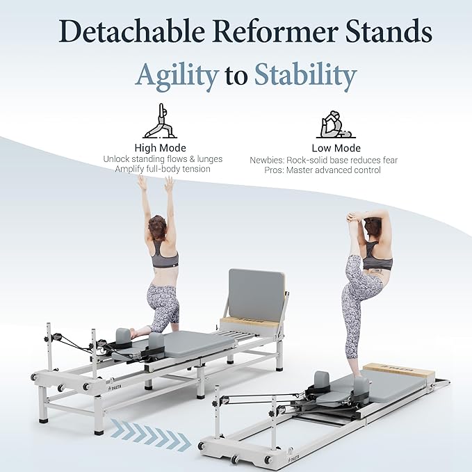 PAETA Pilates Reformer, 91" Foldable Reformer Pilates Machine with Adjustable Reformer Heights, Pilates Equipment with Piano Wire Spings and Jump Boards-StrideForce Fitness
