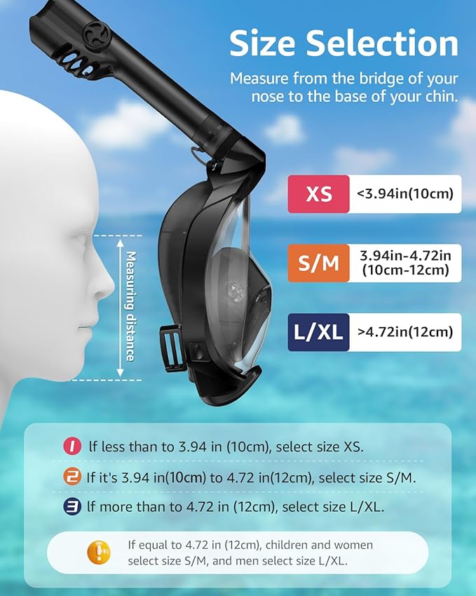 W WSTOO Full Face Snorkel Mask Adults,Suitable for Beginners Dry Top Snorkeling Gear,Can Your Mouth or Nose to Breathe,180 Degrees Panoramic View,Anti-Fog Anti-Leak,Summer Travel and Vacationing Gifts-StrideForce Fitness