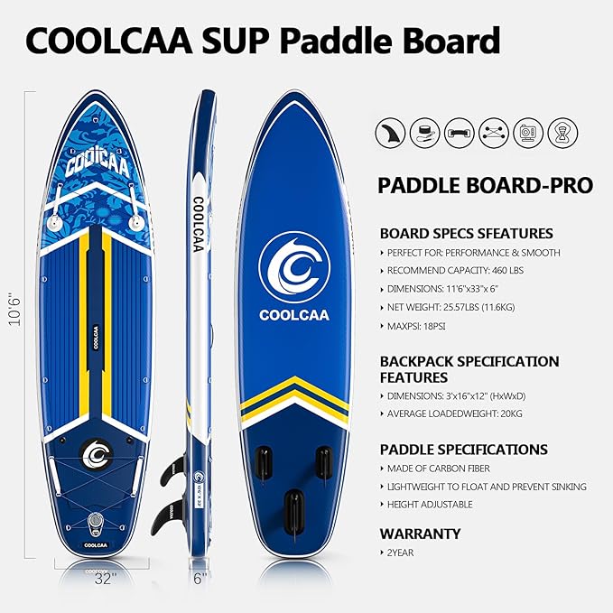 Inflatable Paddle Board, Stand Up Paddleboard with Premium SUP Accessories for Fishing & Yoga, 460lb Capacity, Non-Slip EVA Deck, Blow Up Paddle Boards for Adults & Beginner-StrideForce Fitness