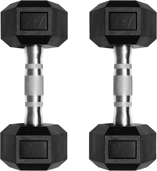 RitFit 5-650 LBS PVC Encased Hex Dumbbell Sets with Optional Rack for Home Gym, Hand weight with Chrome Handle for Strength Training, Workouts-StrideForce Fitness