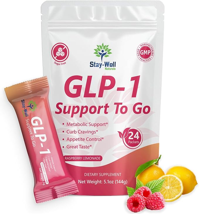 GLP-1 Supplement | Natural GLP-1 Production | GLP 1 Booster Drink Mix to Control Appetite and Cravings | Great Tasting Metabolic Support - Yerba Mate, Garcinia Cambogia, Berberine [Raspberry Lemonade]-StrideForce Fitness