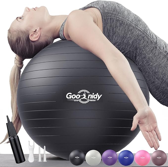 Soft Exercise ball, Anti-Burst Yoga Ball Chair Supports 2200lbs, Workout Equipment w/ Pump for Women Pregnancy, Medicine, Birthing, Physical Therapy, Stability, Excersing, Birth, Swiss, Fitness, Gym-StrideForce Fitness
