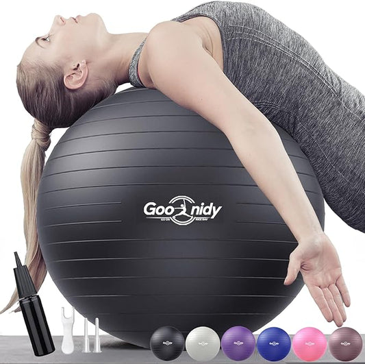 Soft Exercise ball, Anti-Burst Yoga Ball Chair Supports 2200lbs, Workout Equipment w/ Pump for Women Pregnancy, Medicine, Birthing, Physical Therapy, Stability, Excersing, Birth, Swiss, Fitness, Gym-StrideForce Fitness