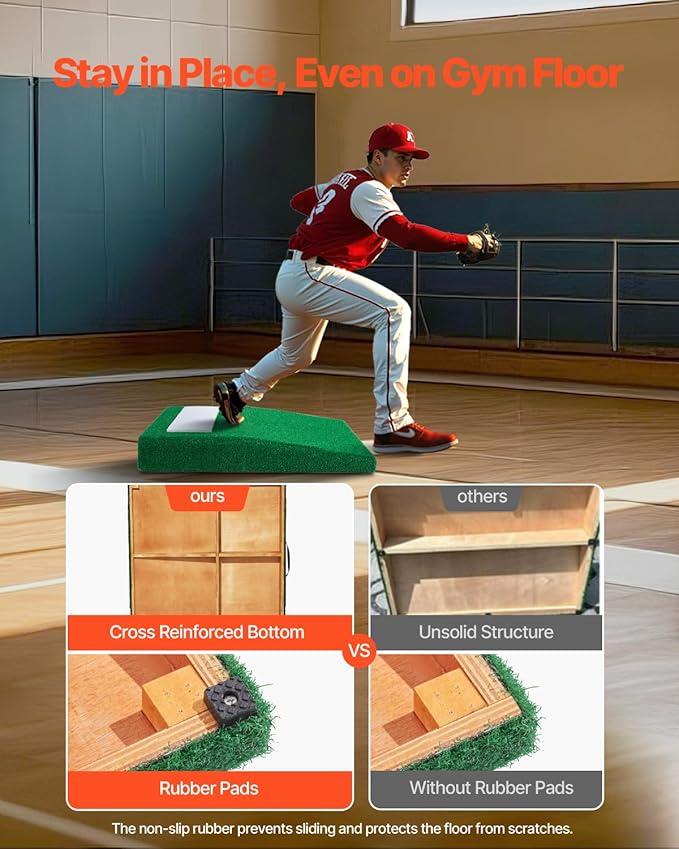VEVOR Pitching Mound, Baseball Game Mound, Indoor/Outdoor Pitching Practice and Training Equipment, Softball Pitching Aids with Antifade Turf and Pitching Rubber-StrideForce Fitness