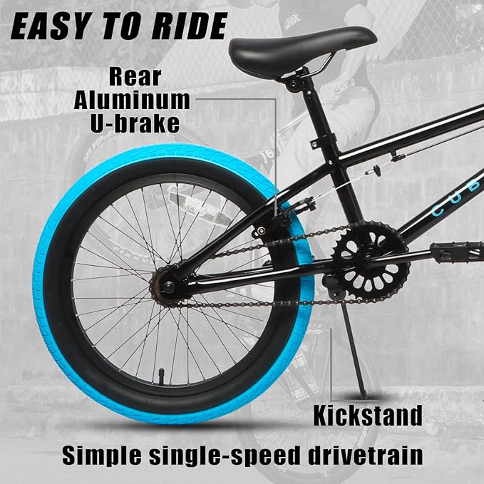 Freestyle BMX Bike, 18 20 Inch Kids Bicycle for 5-13 Years Old Kids and Beginner Level Rider, Multiple Colors-StrideForce Fitness