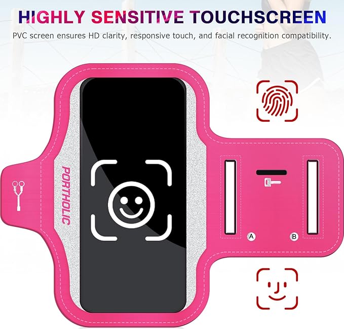 PORTHOLIC 2025 Running Armband Water Resistant Sports Phone Holder Case with Extension Strap, Key Card Slot Up to 6.9" Phone for iPhone 17/16/15/14/13 Plus Air Pro Max XR/XS, Galaxy S25/24/S10-StrideForce Fitness