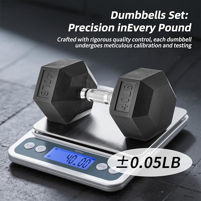 350/450/550 lbs Hex Weight Dumbbell Sets with Rack 5-50 lbs Hand Weights for Strength Training for Home Gyms Men Women Rubber Iron Rubber Coated Exercise & Fitness Muscle-StrideForce Fitness