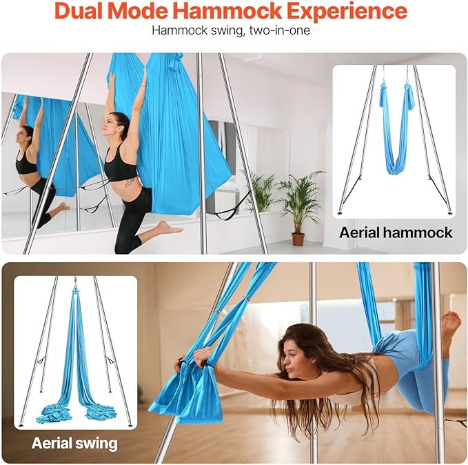 VEVOR Aerial Yoga Frame, 9.67 ft Height Swing Stand, Max 551.15 lbs Load Chrome-Plated Steel Pipe Inversion Yoga Rig for Indoor Outdoor Use-StrideForce Fitness