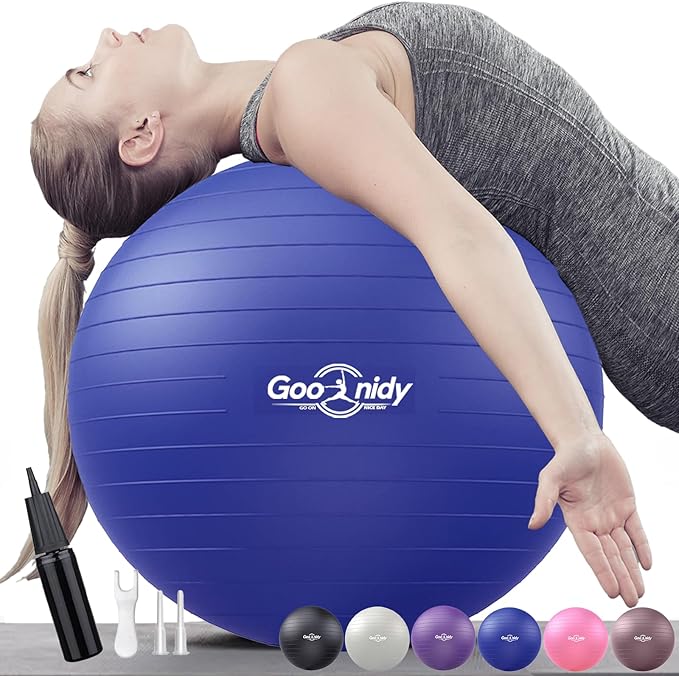 Soft Exercise ball, Anti-Burst Yoga Ball Chair Supports 2200lbs, Workout Equipment w/ Pump for Women Pregnancy, Medicine, Birthing, Physical Therapy, Stability, Excersing, Birth, Swiss, Fitness, Gym-StrideForce Fitness