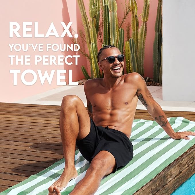 Dock & Bay Beach Towel - Quick Dry, Sand Free - Compact, Lightweight - 100% Recycled - Includes Bag - Cabana - Cayman Khaki - Large (160x90cm, 63x35)-StrideForce Fitness