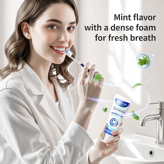 matern'ella Toothpaste for Sensitive Gums, Fluoride & SLS Free, Removing Stains Hydrated Silica, with Probiotics & Xylitol Mint Fresh 4.23 oz