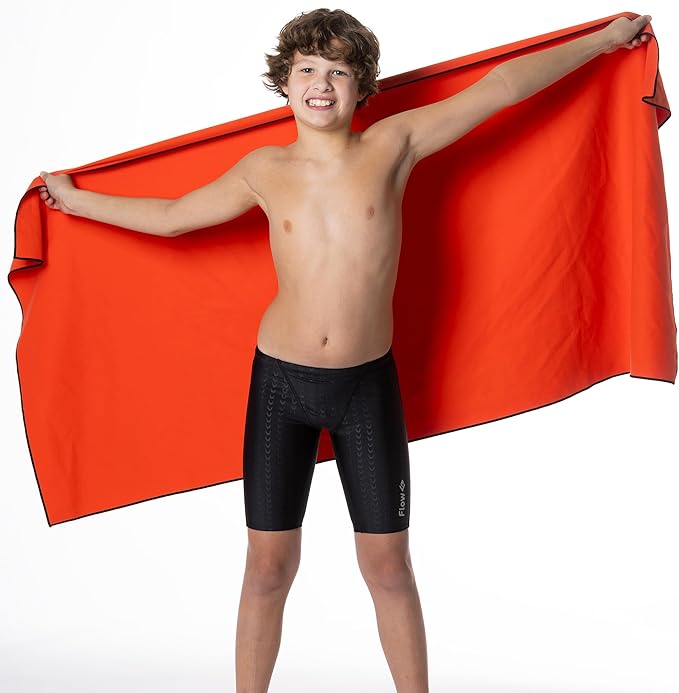 Flow Hydro Sport Towel - Microfiber Quick Dry Swimming Towels for Swim, Pool, Triathlon, and Other Water Sports in Medium, Large, Extra Large, and Hooded Sizes (Red, Medium (48" x 24"))-StrideForce Fitness