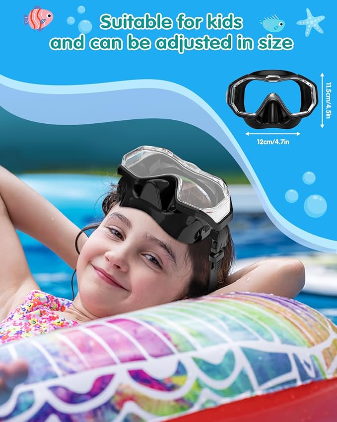 W WSTOO Kids Swim Goggles with Nose Cover,Snorkel Diving Swimming Mask for Youth 5-15,HD 3-Window Wide Vision Anti-Shattered Lens Anti-Fog&Leak-StrideForce Fitness